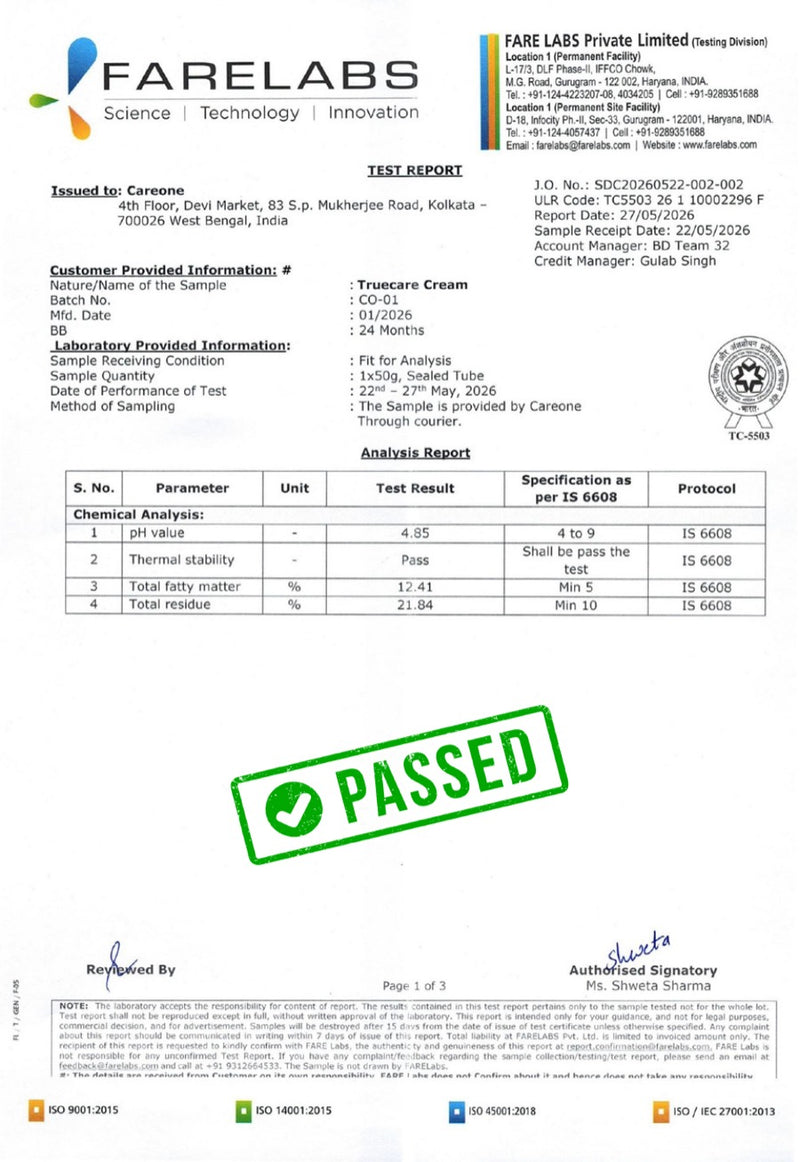 CareOne TrueCare Skin-Safe & Stable — FARE Labs test report