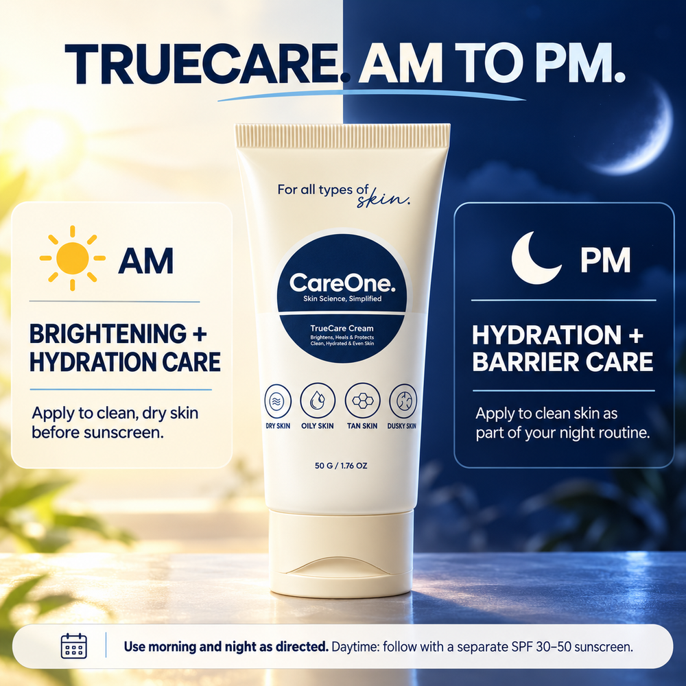 TrueCare Cream AM to PM — brightening and hydration in the morning, barrier care at night